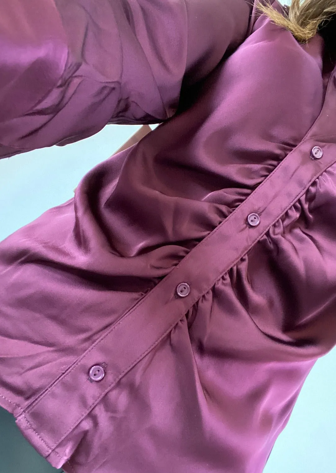 SATIN RUCHED FRONT BLOUSE
