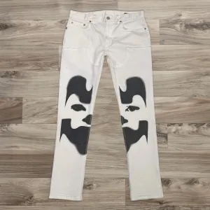 Street dark casual white jeans