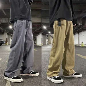 Street retro straight wide leg solid color casual mopping pants