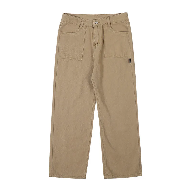 Street retro straight wide leg solid color casual mopping pants