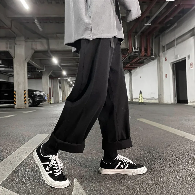 Street retro straight wide leg solid color casual mopping pants