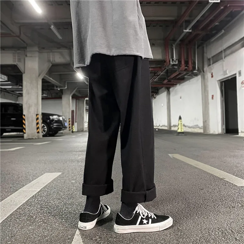 Street retro straight wide leg solid color casual mopping pants