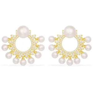 Sun Ear Jackets With Pearls - Yellow Silver