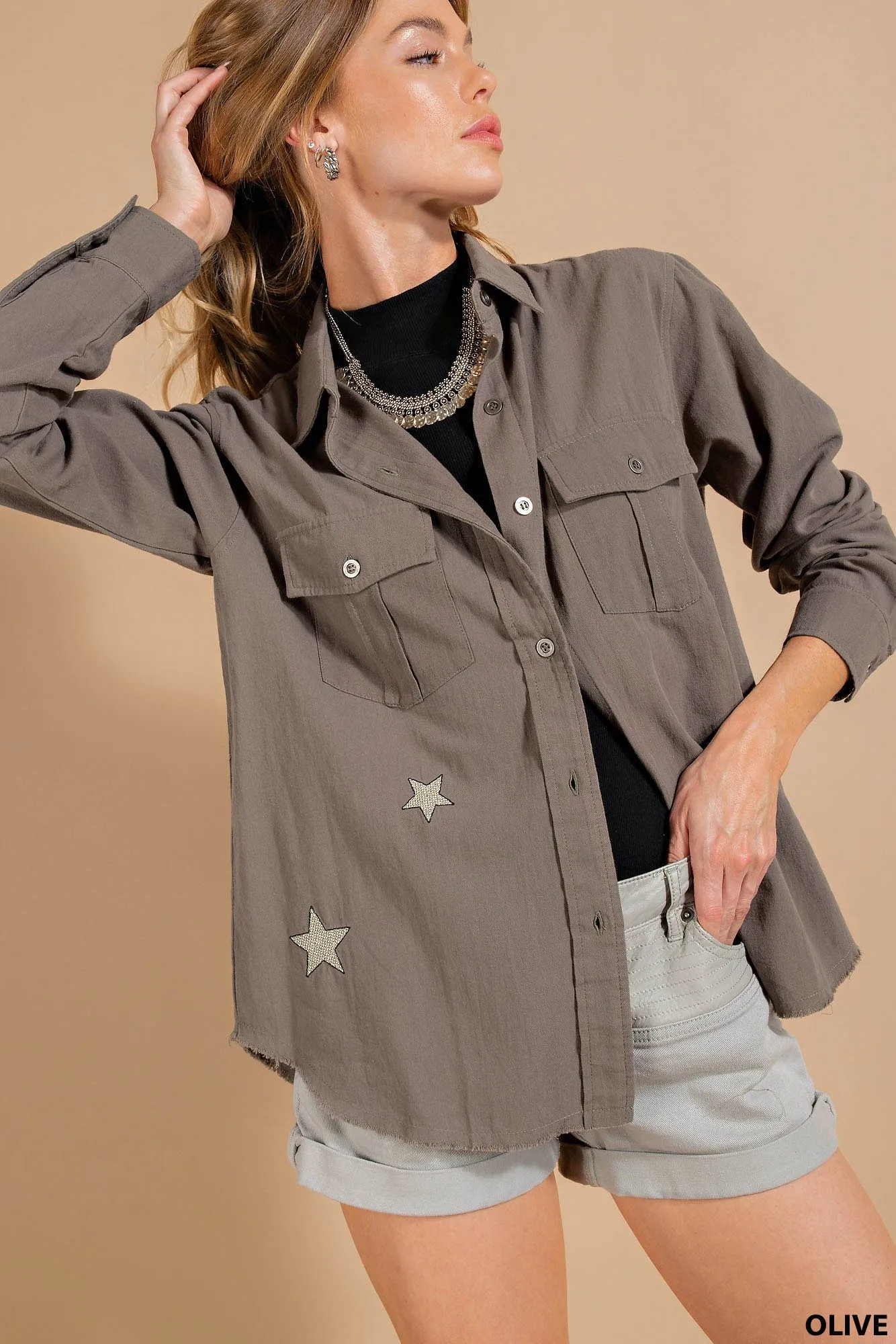 When I Met You Star Button Down