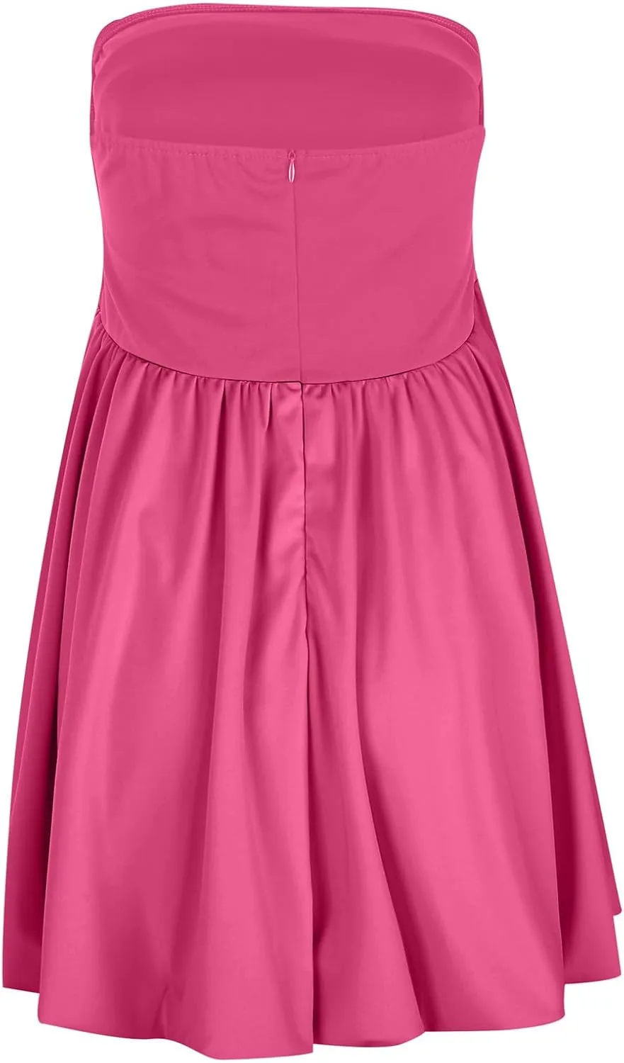 Women Sexy Strapless Ruched Tube Mini Dress Y2K Sleeveless Off Shoulder Flowy Ruffle Backless Bodycon Short Dress