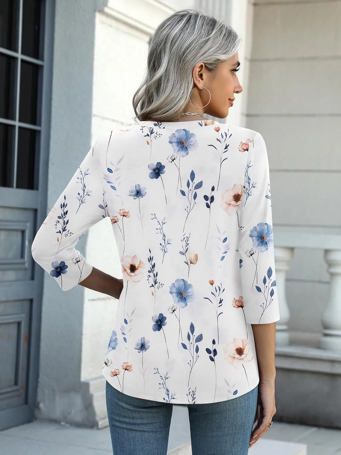 Zeagoo Womens 3/4 Length Sleeve Tunic Tops Casual V Neck Shirts Basic Tees Business Work Blouses Summer Fall 2025 Clothes